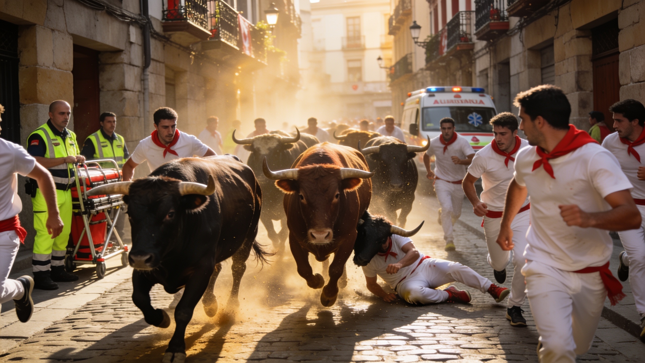 Two Seriously Injured in High-Speed San Fermín Bull Run in Pamplona RUSSPAIN.com