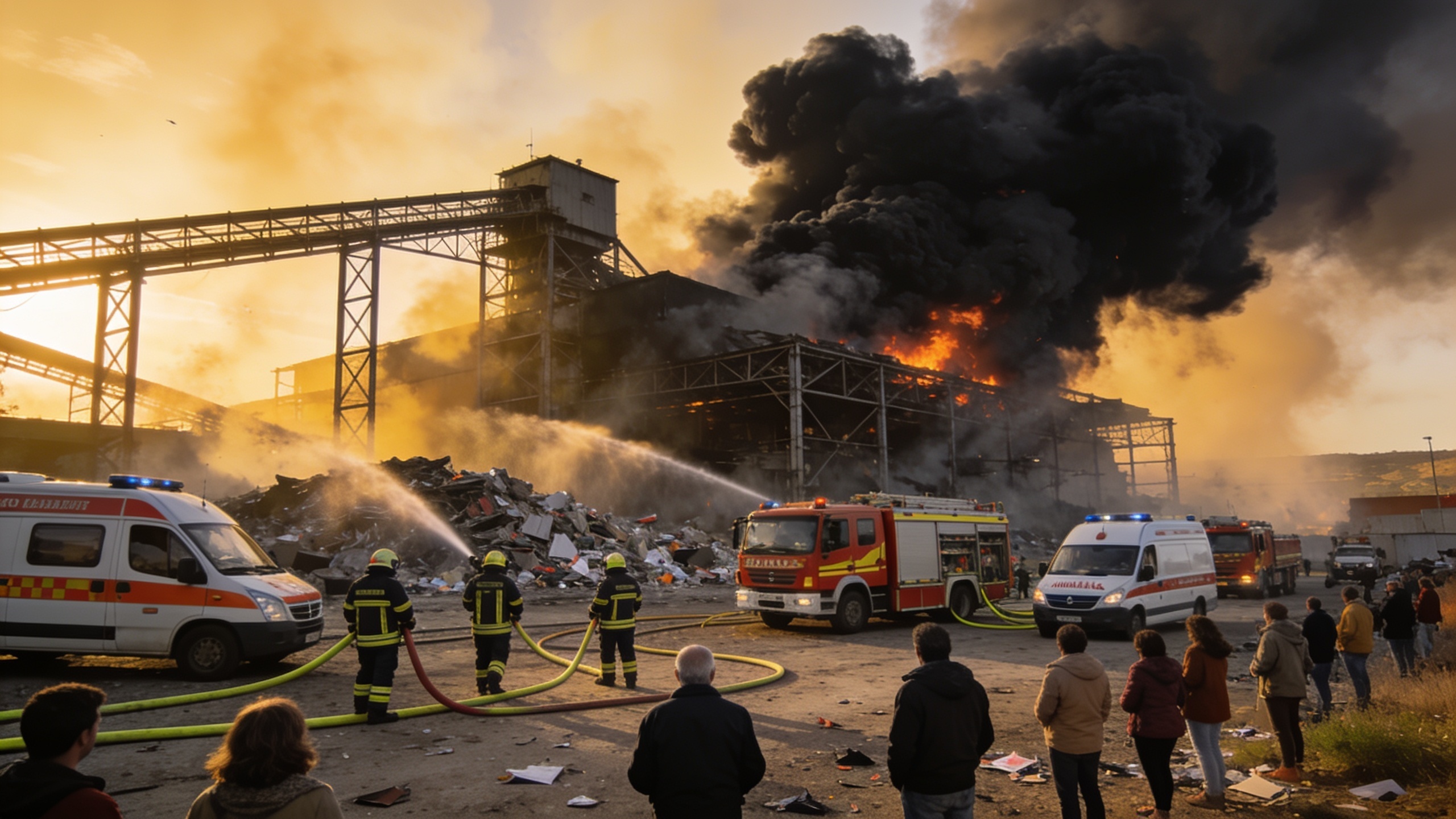 Emergency Plan Activated After Major Fire at Aielo Recycling Plant RUSSPAIN.com
