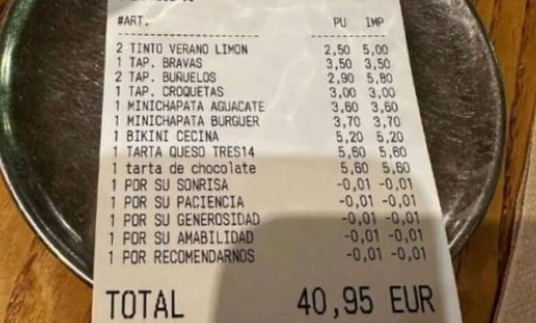 Клиенту бара под Малагой выдали скидку за доброту, улыбку и щедрость