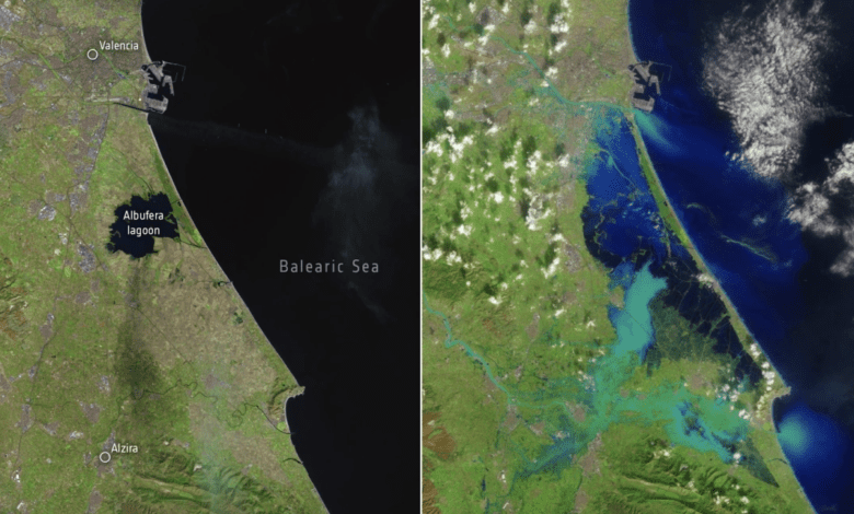 Опубликованы спутниковые снимки последствий наводнения в Испании
