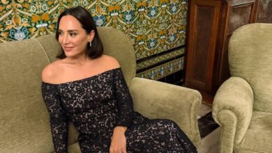 Тамара Фалько в черном кружеве на аристократической свадьбе в Кордове