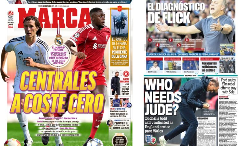 Review of Major Sports Covers in Spain and Europe for October 10, 2025