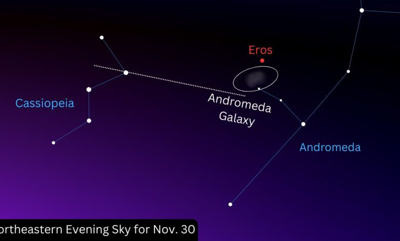 Asteroid Eros and the Andromeda Galaxy: Unique Close Encounter Live on November 30