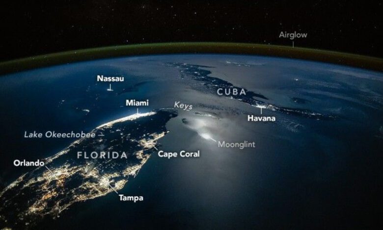 Stunning Nighttime Photo of Earth from ISS Captures the Lights of Florida and Cuba