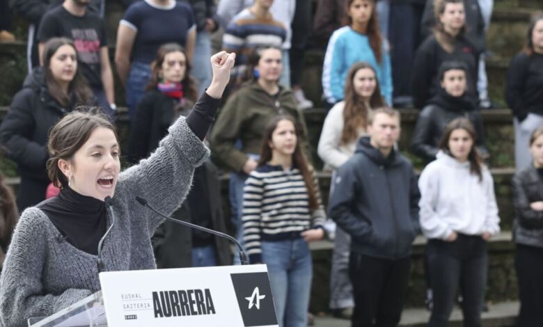 Ernai Youth Stages Protest Against El Correo Outside Bilbao Office