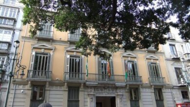 В центре Малаги впервые зажгли уникальную новогоднюю иллюминацию на фасаде архива