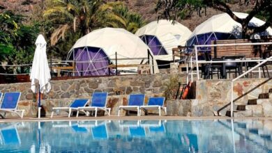 Футуристический кемпинг на Гран-Канарии с видом на океан