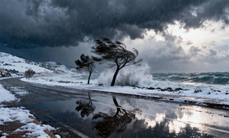 Storm Harry slams eastern Spain with heavy rain snow and massive waves