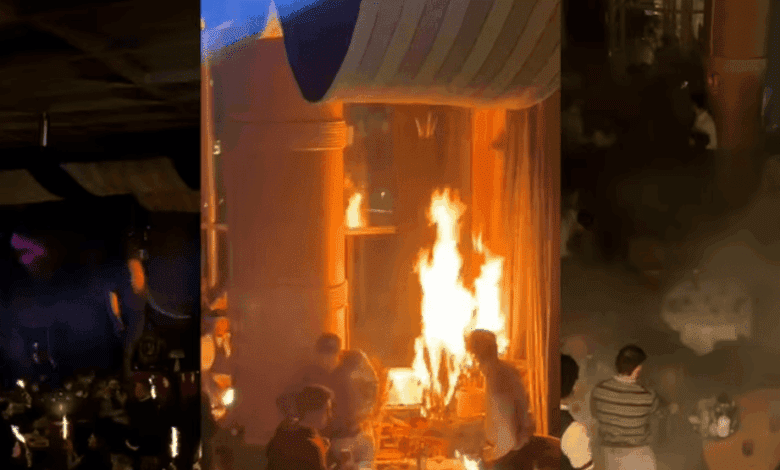 Fire erupts in Madrid restaurant after customers use pyrotechnics