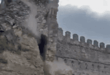 Внезапное обрушение башни замка в Испании вызвало тревогу