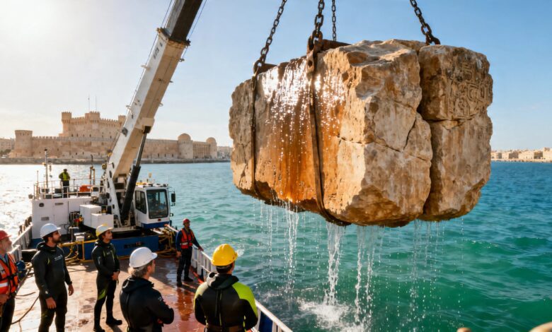 Archaeologists recover 22 blocks from the Pharos of Alexandria how views on the lighthouse may shift
