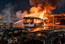 Пожар уничтожил более трети городских автобусов в Бургосе