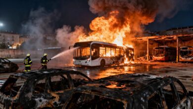 Пожар уничтожил более трети городских автобусов в Бургосе RUSSPAIN.COM