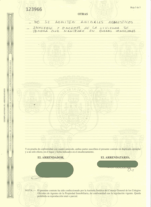Официальный контракт на аренду