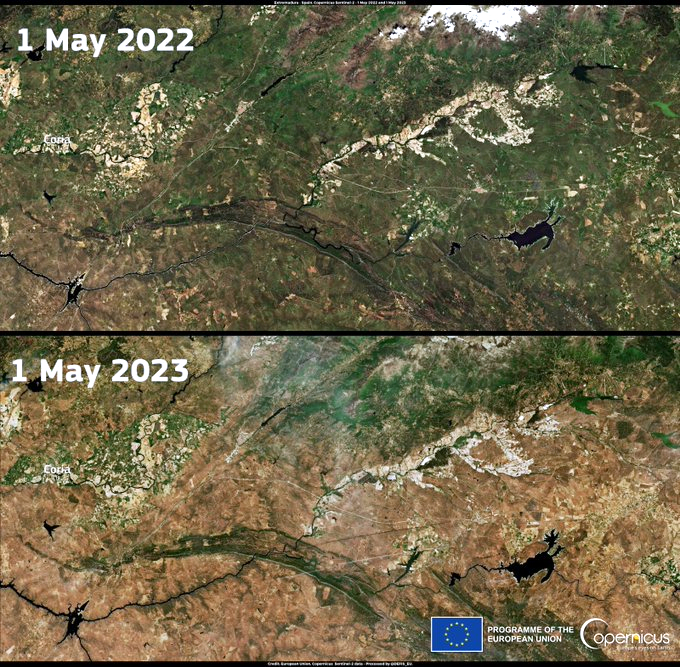 Тревожный снимок Испании, сделанный спутником. Снимком поделились метеорологи