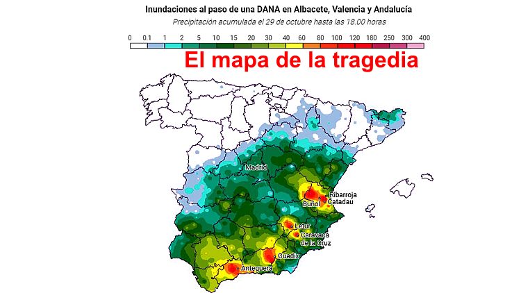 «ДАНА» продолжает кровавую жатву в Испании. К 11:00 более 100 трупов