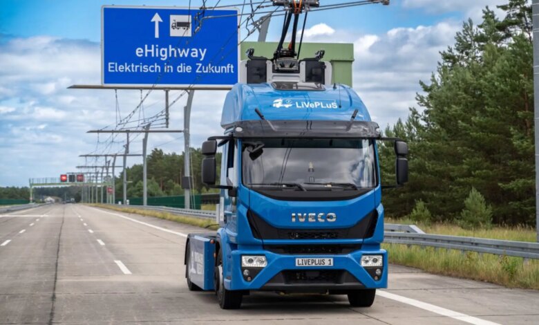 Germany tests trucks with overhead electric wires on roads of the future