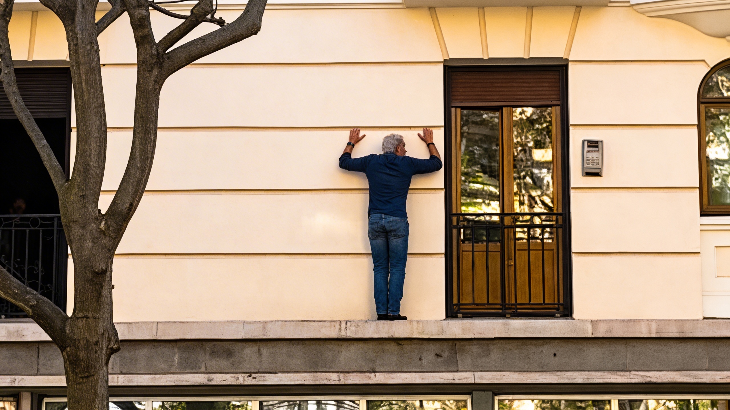 Madrid man climbs building facade barefoot to reach open balcony